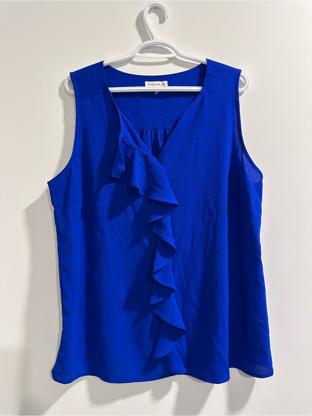 Faith and Joy Ruffled Sleeveless Camisole - Cobalt Blue